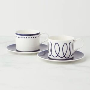 NIB Kate Spade Lennox Charlotte Street Cup Saucer Set 2 Cups 2 Saucers